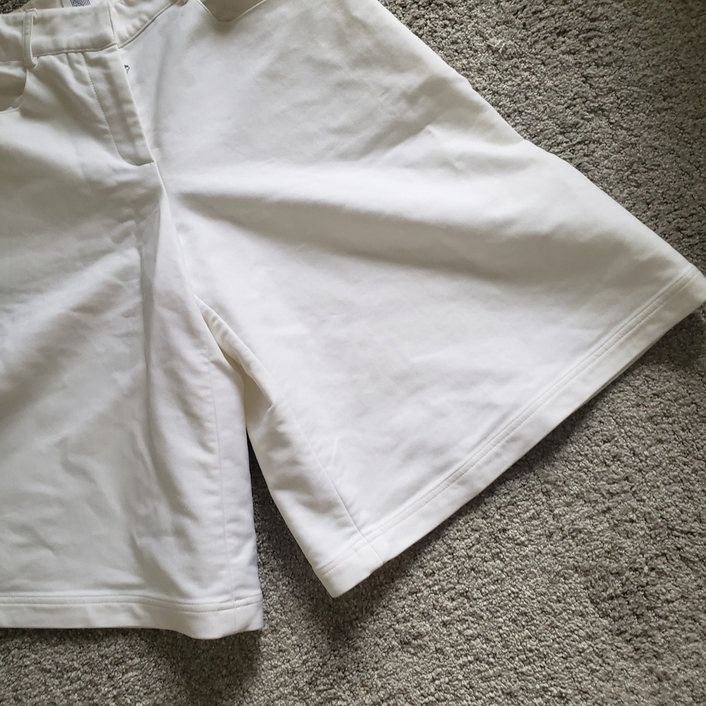 Rosie Assoulin Culottes Wide Leg Bermuda Shorts White Mid Rise Size 6 - Picture 3 of 11